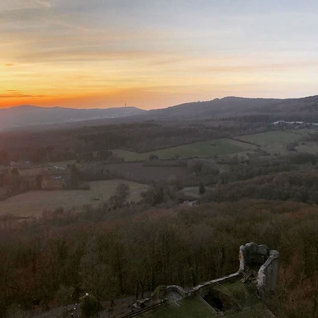 View of the #sunset over the #taunus #mountains from the tower at the #castle in #k&ouml;nigstein